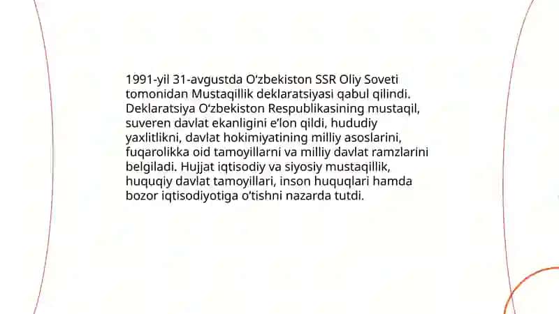 O‘zbekiston mustaqilligi e’lon qilinishi va davlat ramzlari 4