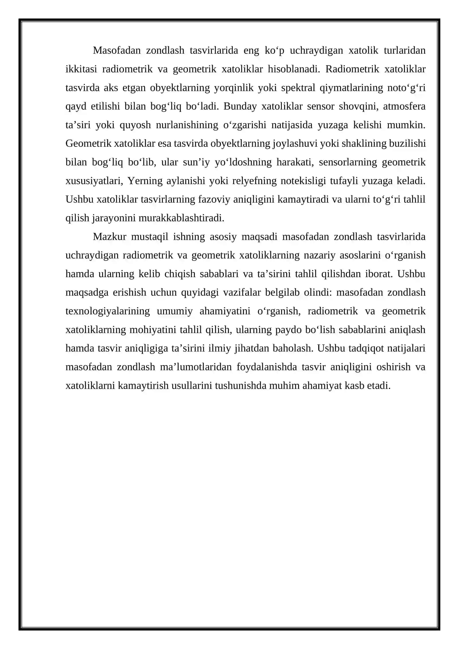 Radiometrik va geometrik xatoliklarning nazariy va amaliy tahlil 4