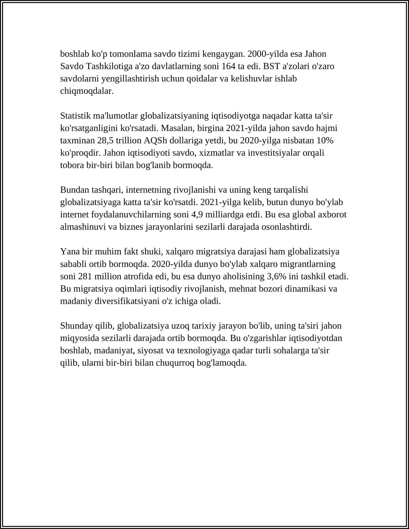 GLABALIZATSIYA VA UNING IQTISODIY-SALSIAL TASIRI 4