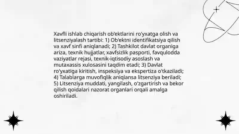 O'zbekiston Respublikasi sanoat xavfsizligini sohasidagi qonunchiligi 4