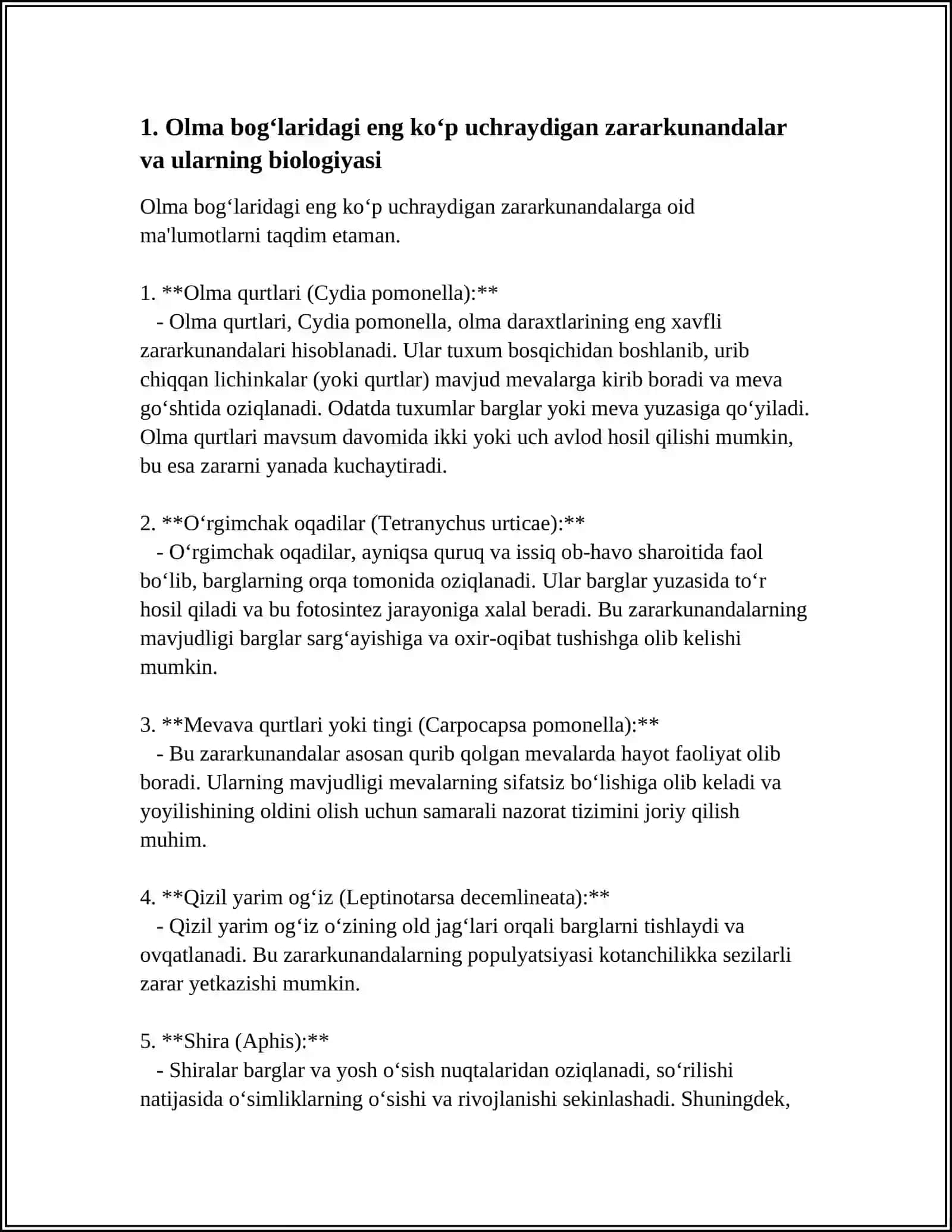 OLMA BOGʻLARIDAGI ZARARKUNANDALARI BIOLOGIYASI 4