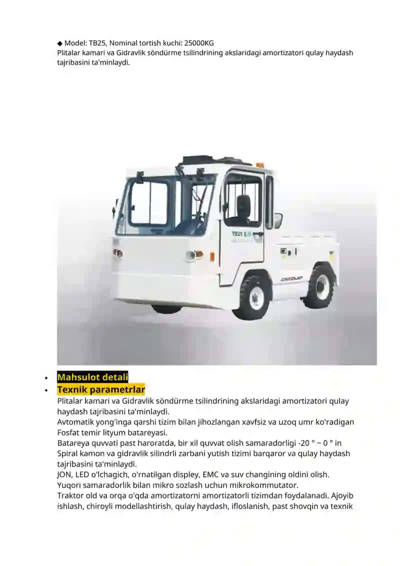 Batareya bilan ishlaydigan traktor vositasi 4