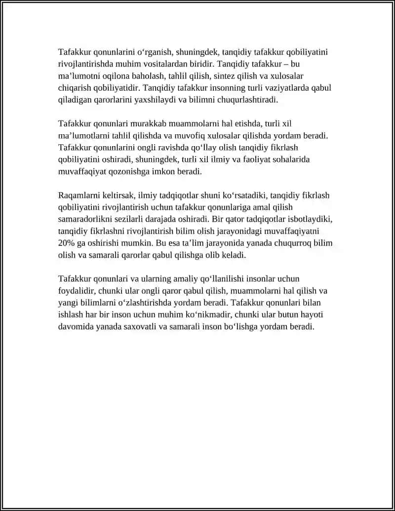 TAFAKKUR QONUNLARI: AYNIYAT, ZIDDIYATSIZLIK, UCHUNCHI ISTISNO QONUNI 4