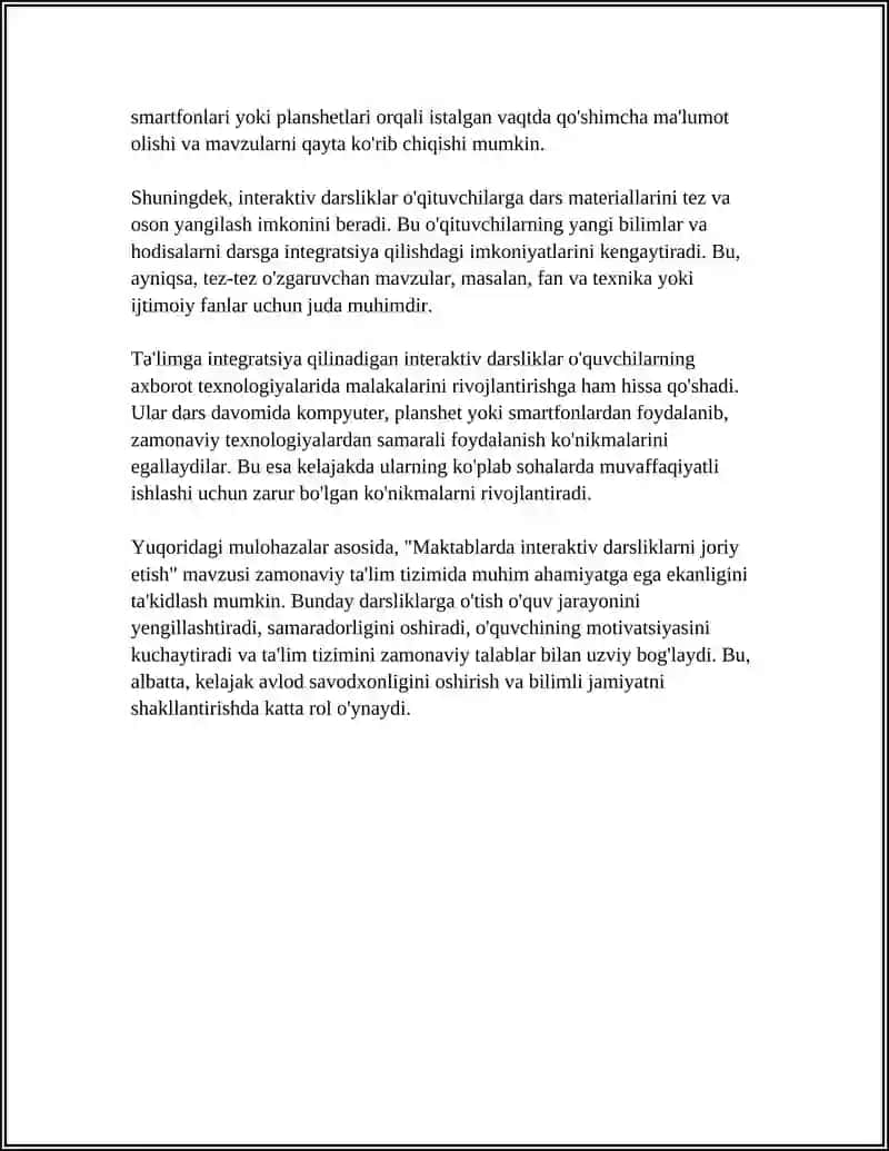 Loyiha Ishi Mavzusi: Maktablarda Interaktiv Darsliklarni Joriy Etish 4
