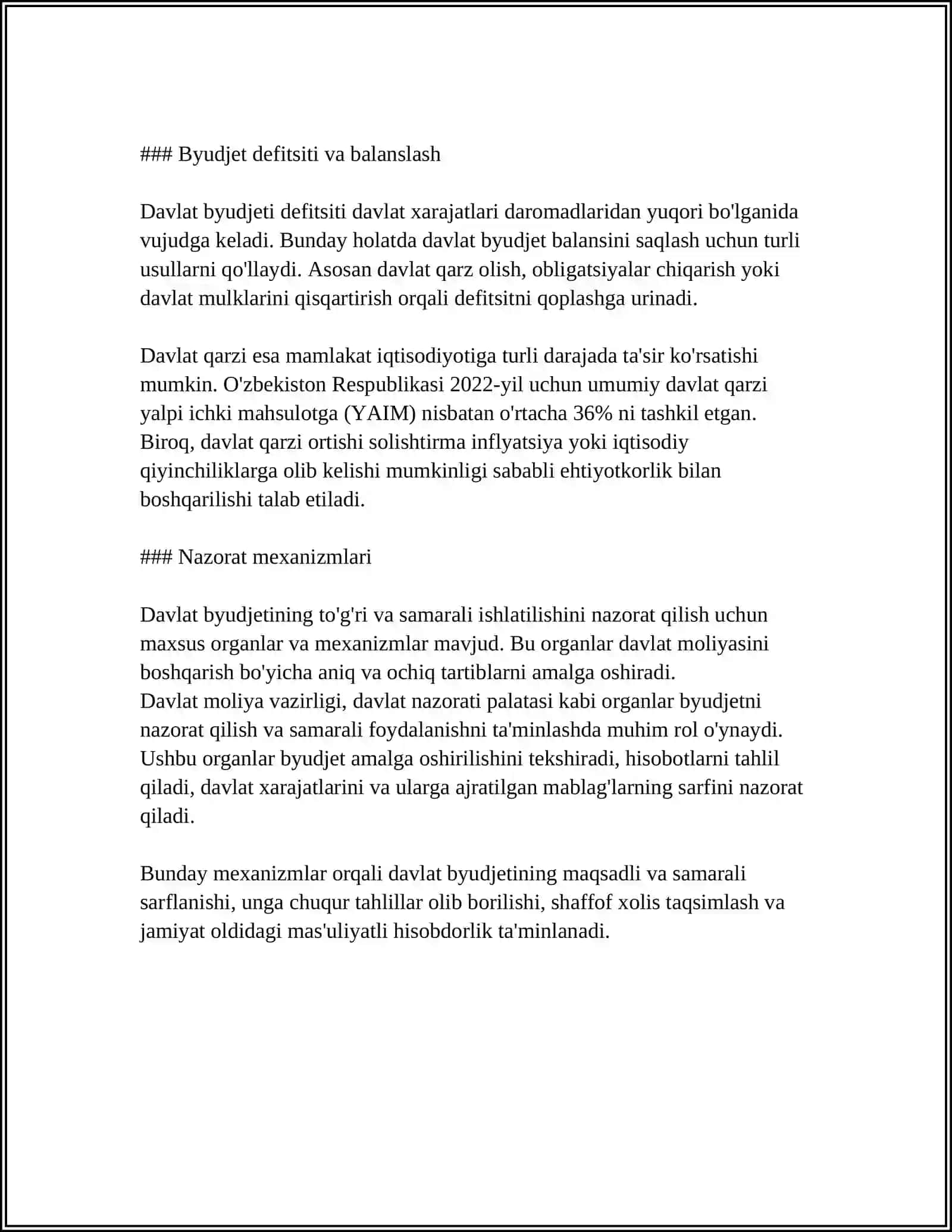 OʻZBEKISTON RESPUBLIKASI OLIY TA’LIM FAN VA INNOVATSIYA VAZIRLIGI POLITEXNIKA INSTITUTI MENEJMENT KAFEDRASI MUSTAQIL ISH 4