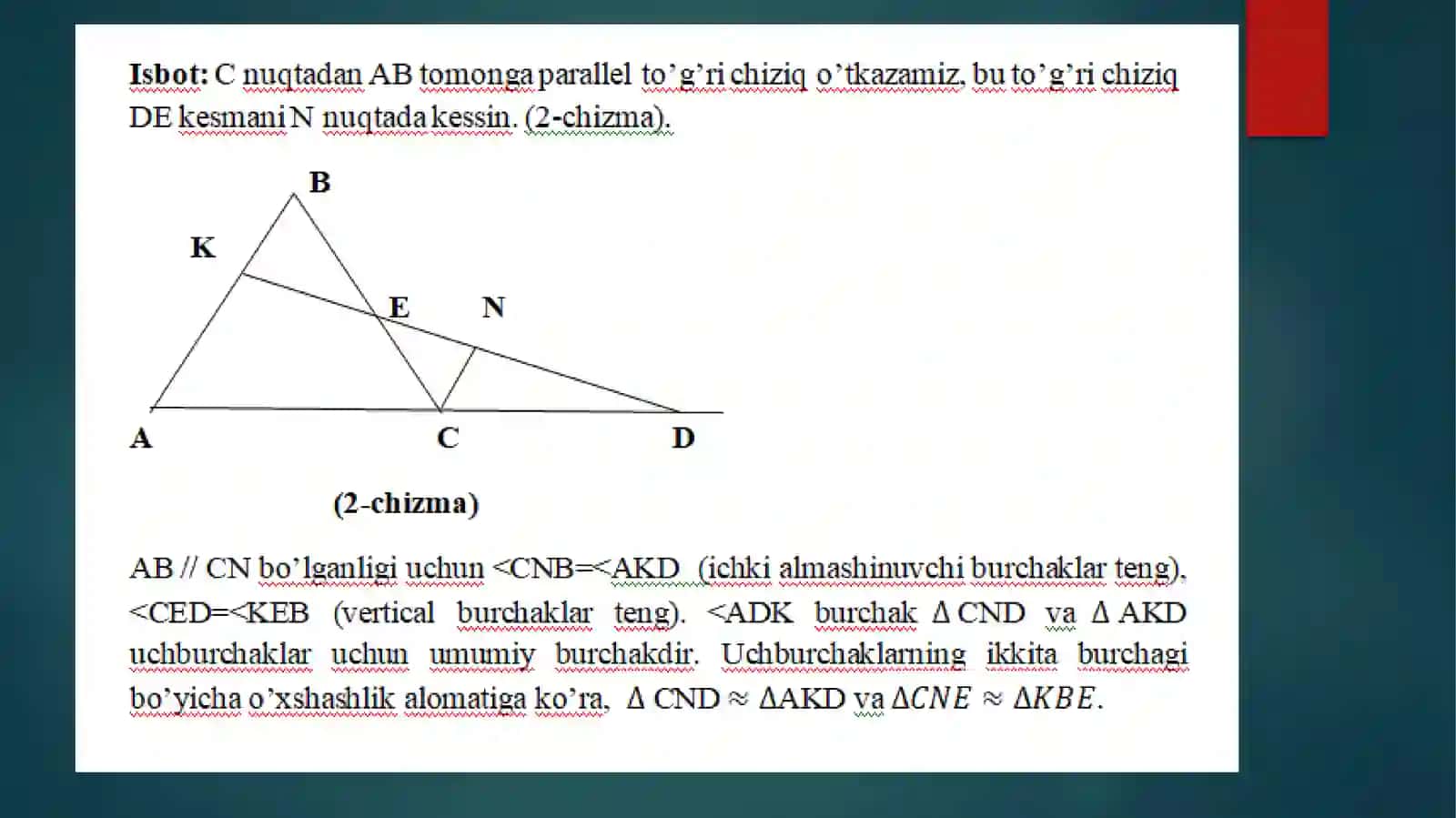 Geometriyaning ajoyib teoremalari. Menelay va Ceva teoremalari 4