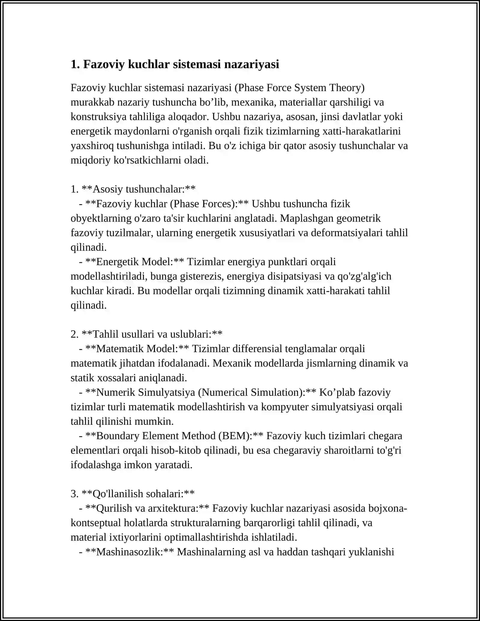 FAZOVIY KUCHLAR SISTEMASINING MUOZANATI MUVANAT SHARTLARINI HISOBLASH 4