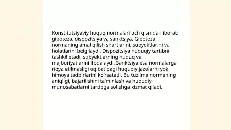 Konstitutsiyaviy-huquqiy normalarning tuzilishi va turlari 4