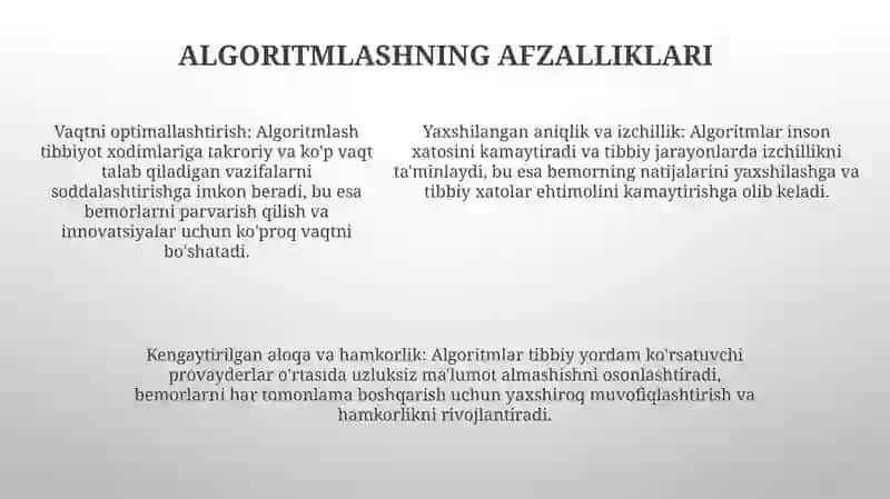 Tarmoqlanuvchi Va Takroriy Tibbiy Jarayonlarni Algoritmlash 4