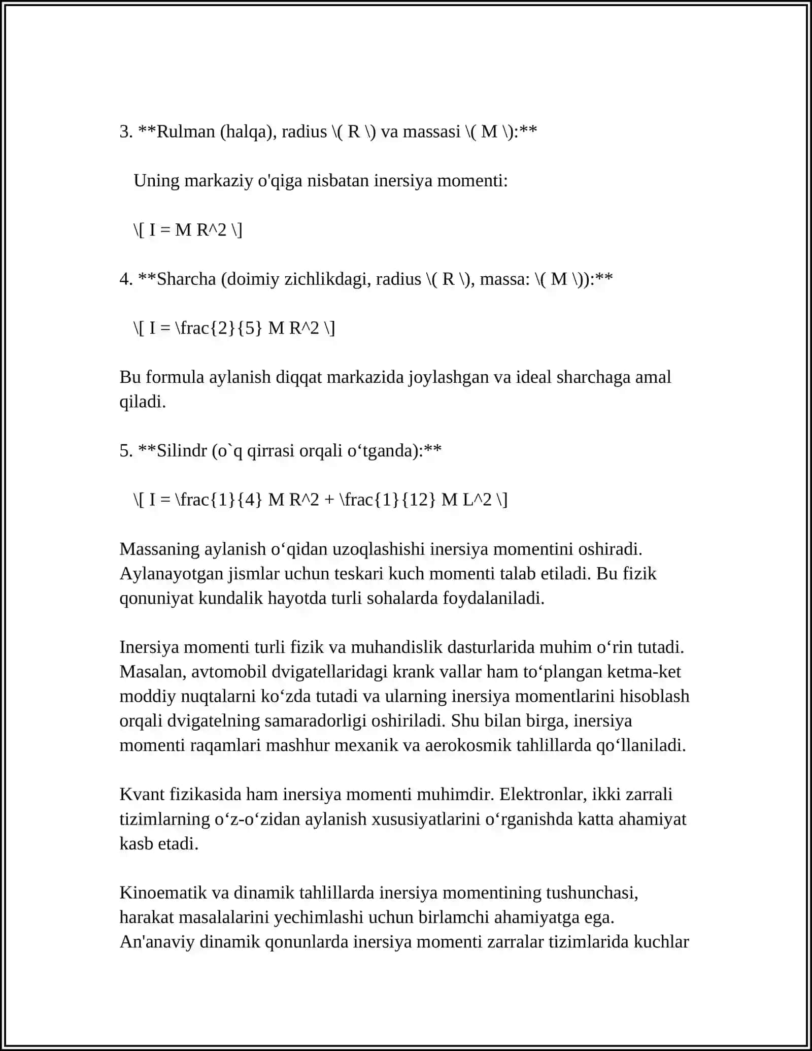 JISMNING INERSIYA MOMENTI 4