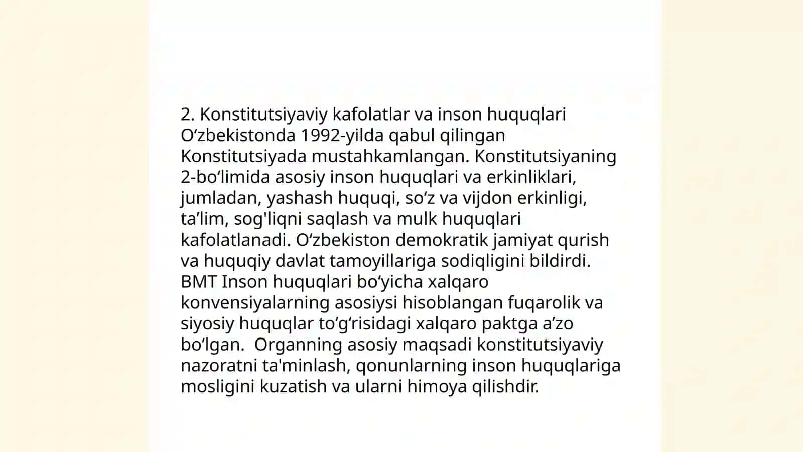 Oʻzbekistonda inson huquqlarining huquqiy asosi 4