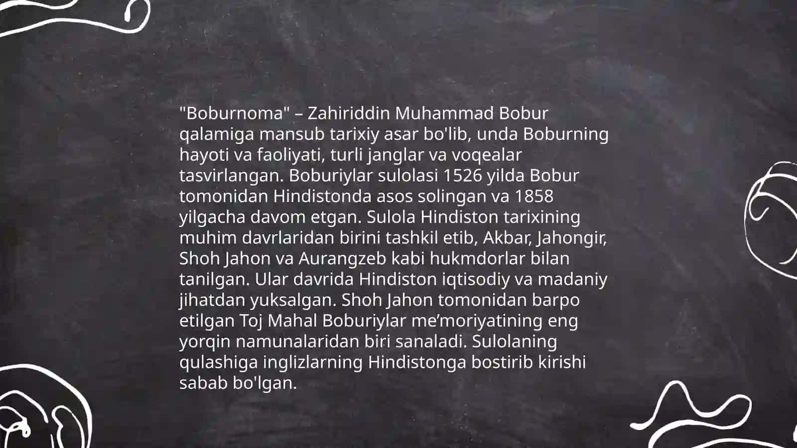 Boburnoma asarinig til xususiyatlari 4