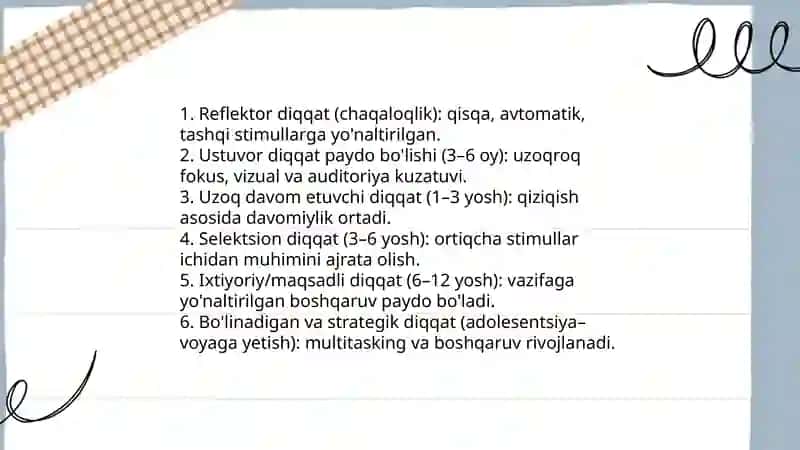 Diqqatning rivojlanishi va diqqat faoliyatning zaruriy sharti 4