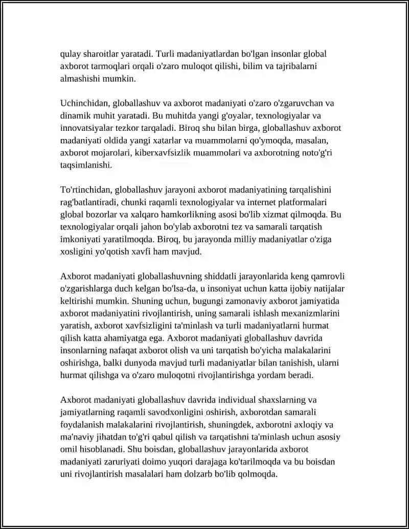 GLOBALLASHUV DAVRIDA AXBOROT MADANIYATI ZARURIYATI 4