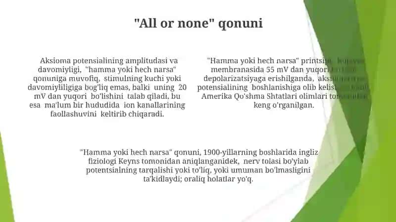 Hayajonlanuvchi to'qimalarning fiziologiyasi 4