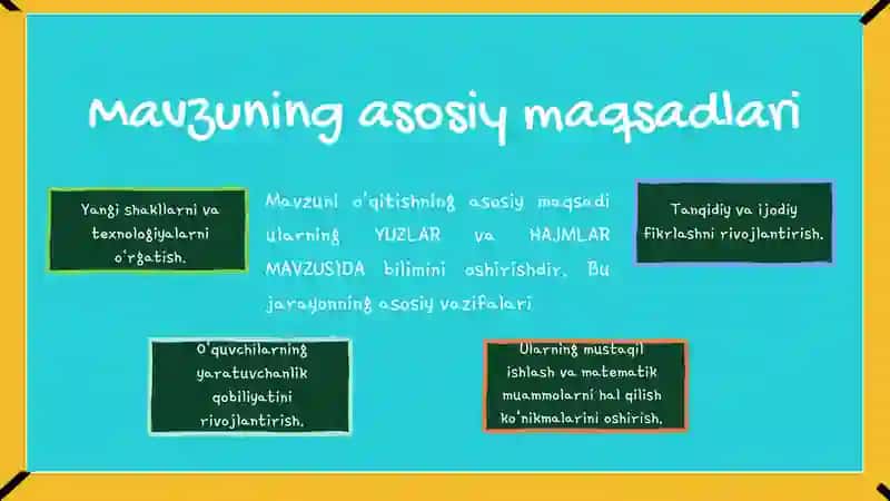 “Yuzlar va hajmlar mavzusini o‘qitish metodikasi” bitiruv ishi 4