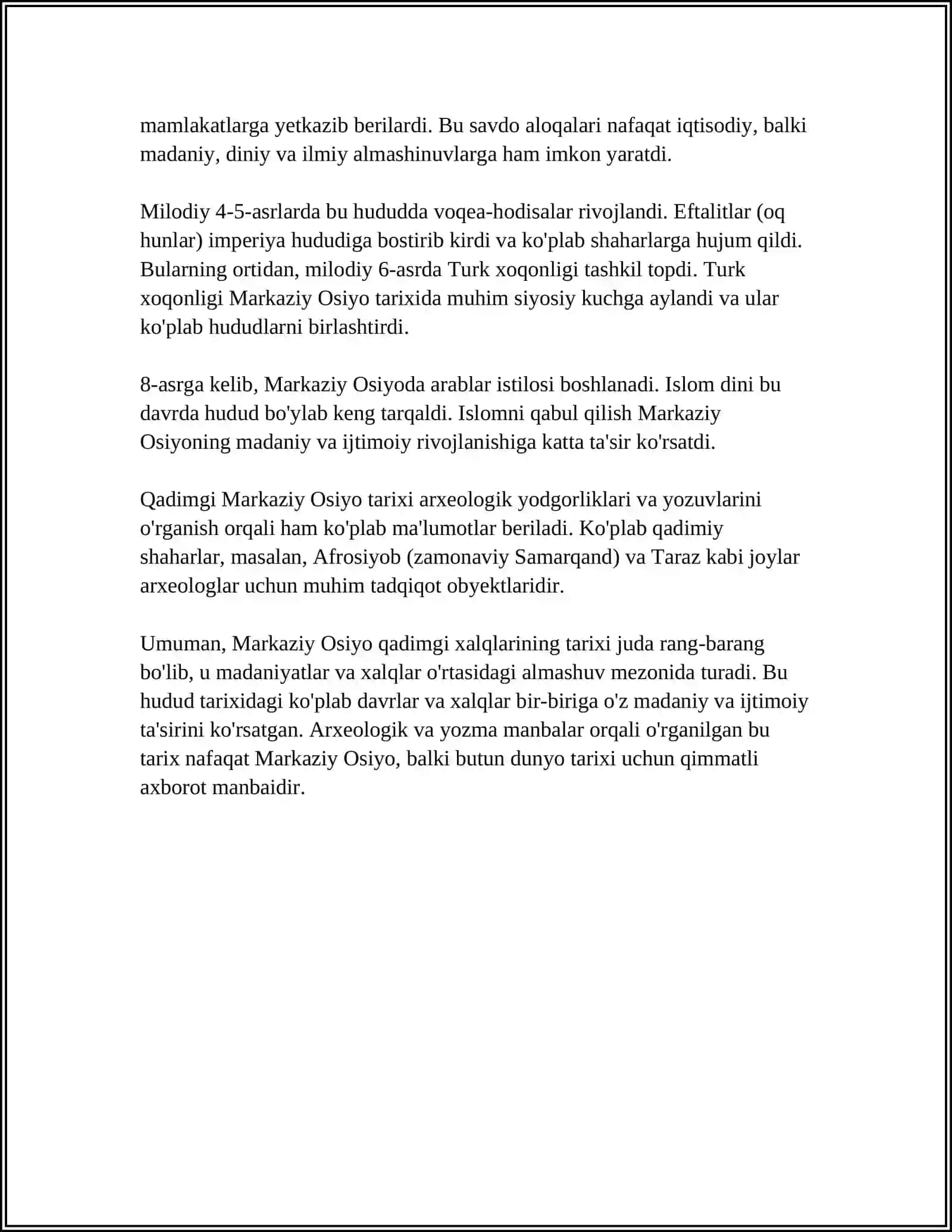 MARKAZIY OSIYODA ISTIQOMAT QILAYOTGAN XALQLARNING TARIXI - MADANIYATI 4