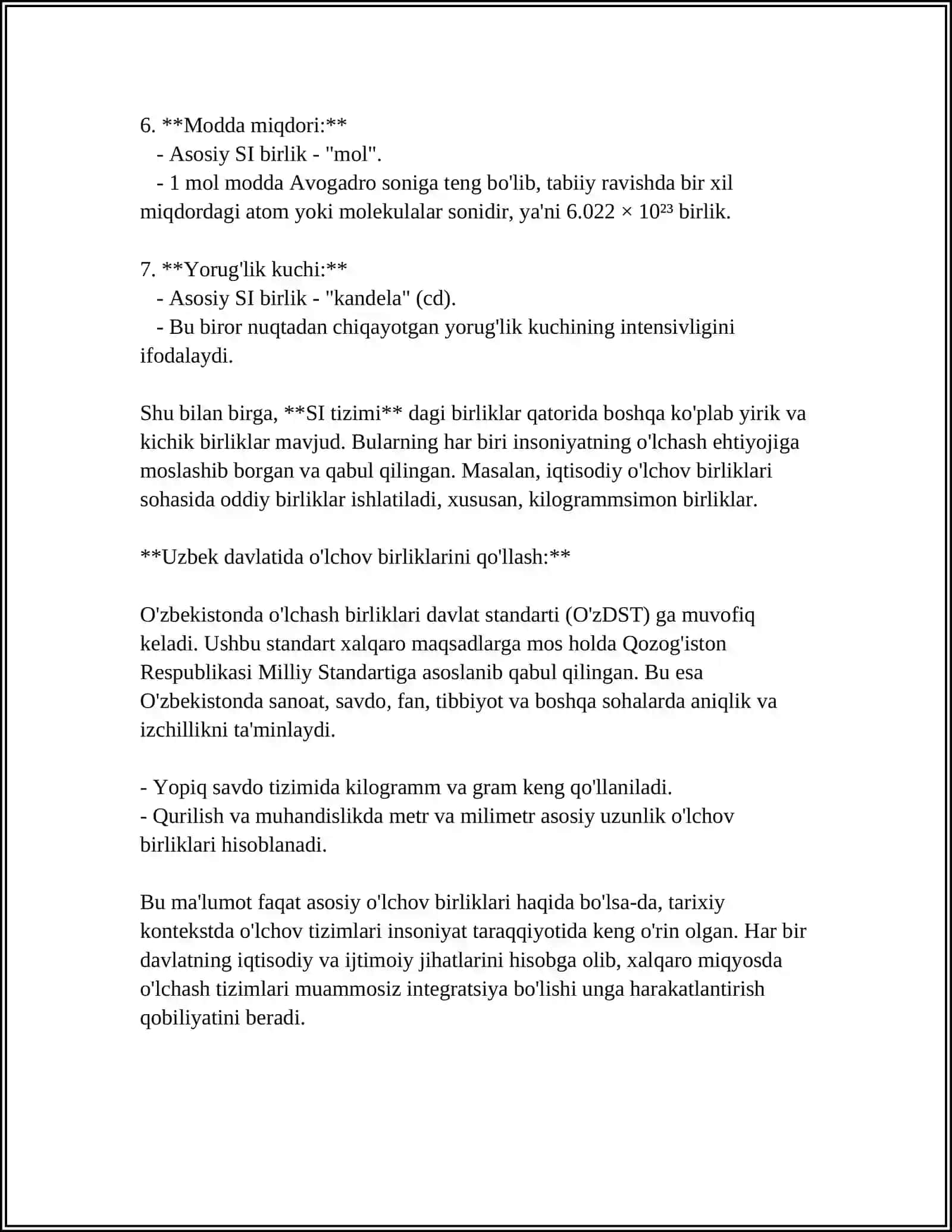 MUSTAQIL ISH Mavzu: ÕLCHASH VA ETALONLAR 4