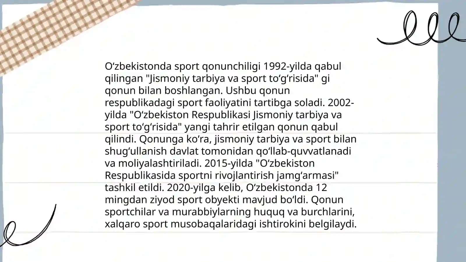 Sport mashgʻulotlarining huquqiy asoslari 4
