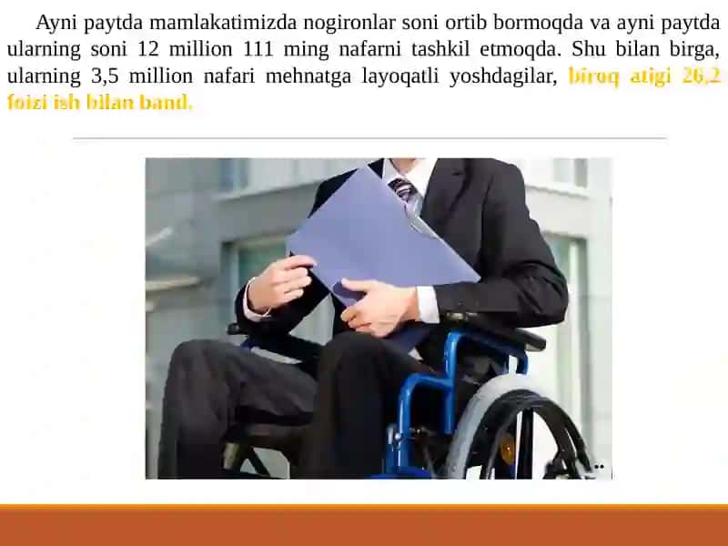 Nogiron insonlarni bandligini taminlash borasidagi ijtimoiy ish olib borishning texnologiyalari 4