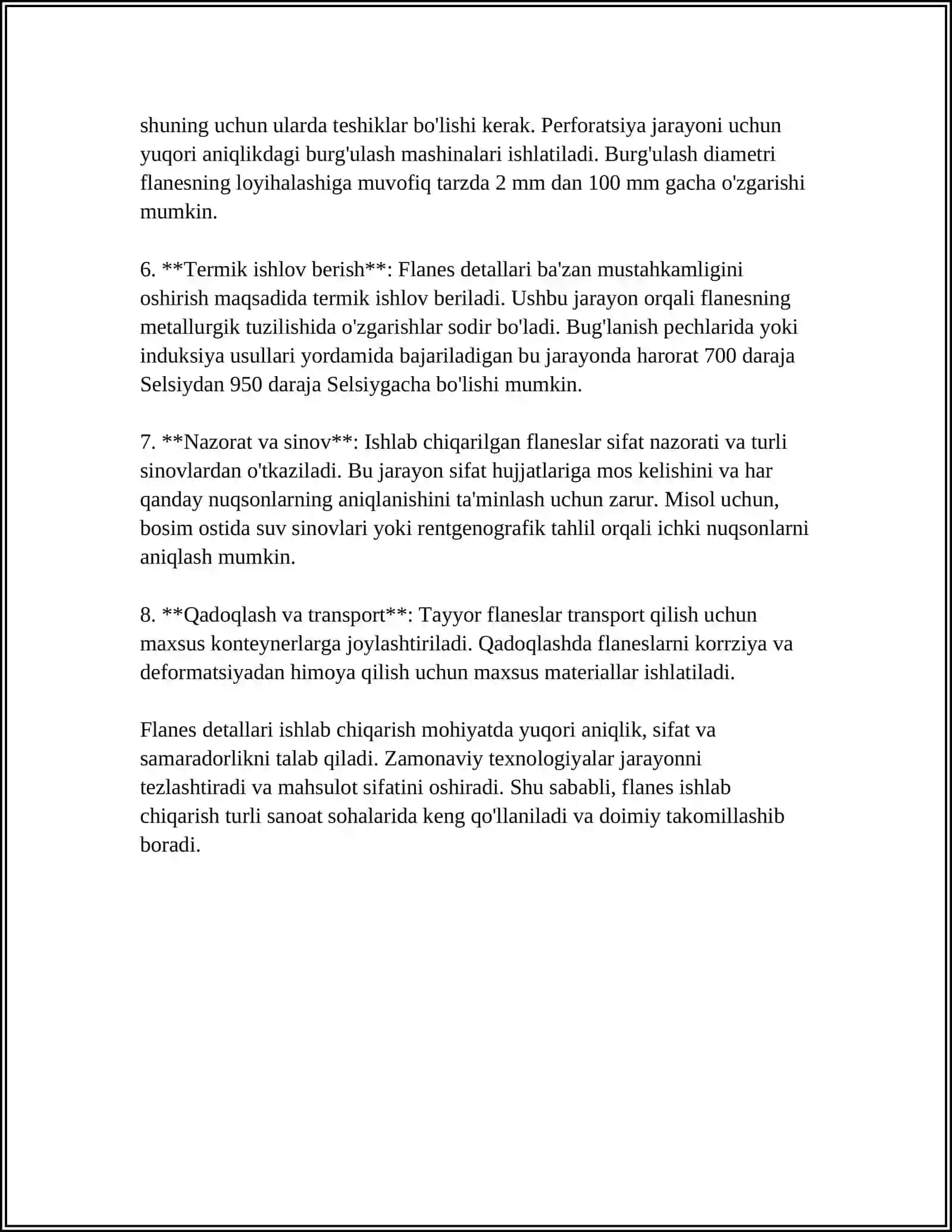 FLANES DETALINI TAYYORLASH TEXNOLOGIK JARAYONINI VA OPERATSYALARINING TEXNOLOGIK TA'MINOT VOSITALARI KONSTRUKSYALARINI ISHLAB CHIQISH 4
