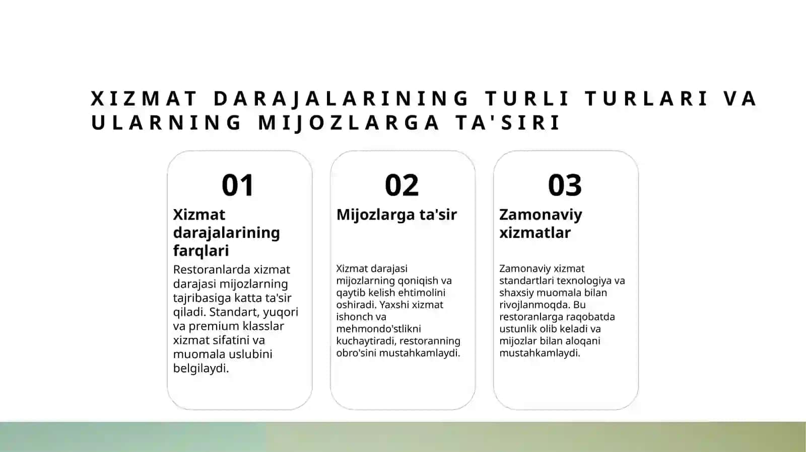 Restaranlarning turlari va xizmat ko'rsatish klasslari 4