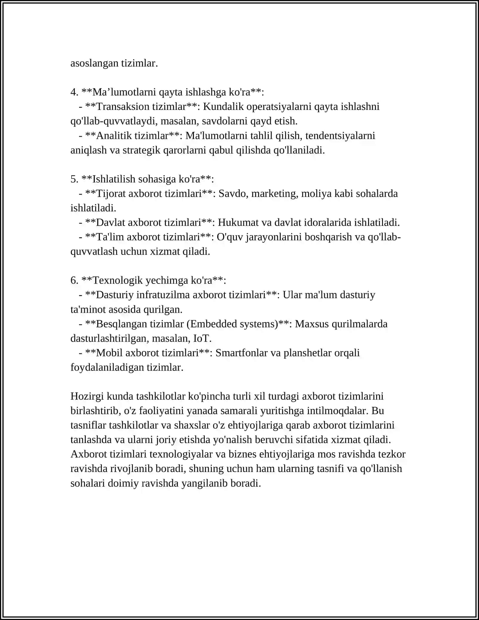 Axborot Tizimlarini Avtomatlashtirish Darajalari Boʻyicha Ta'sniflash 4