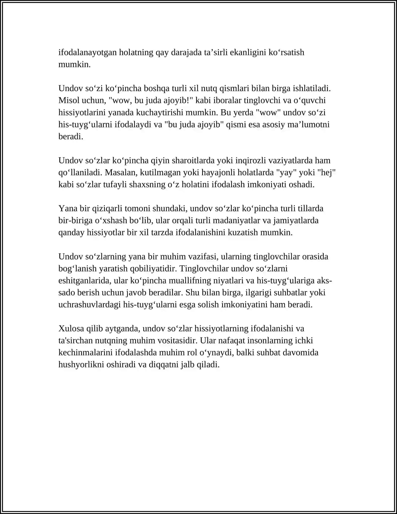 Undov so'zlar va ularning vazifalari 4