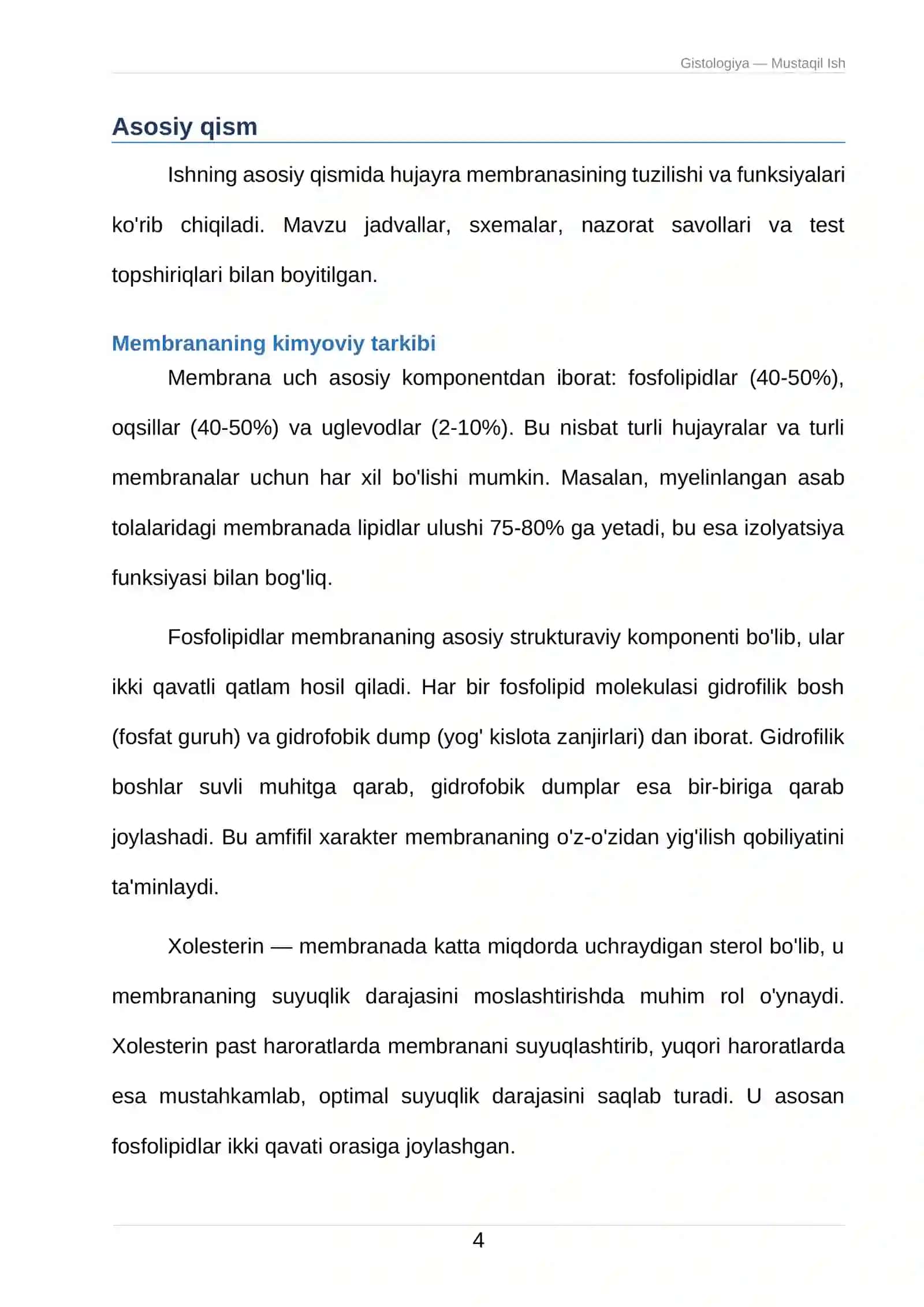 Hujayra membranasining tuzilishi va funksiyalari 4