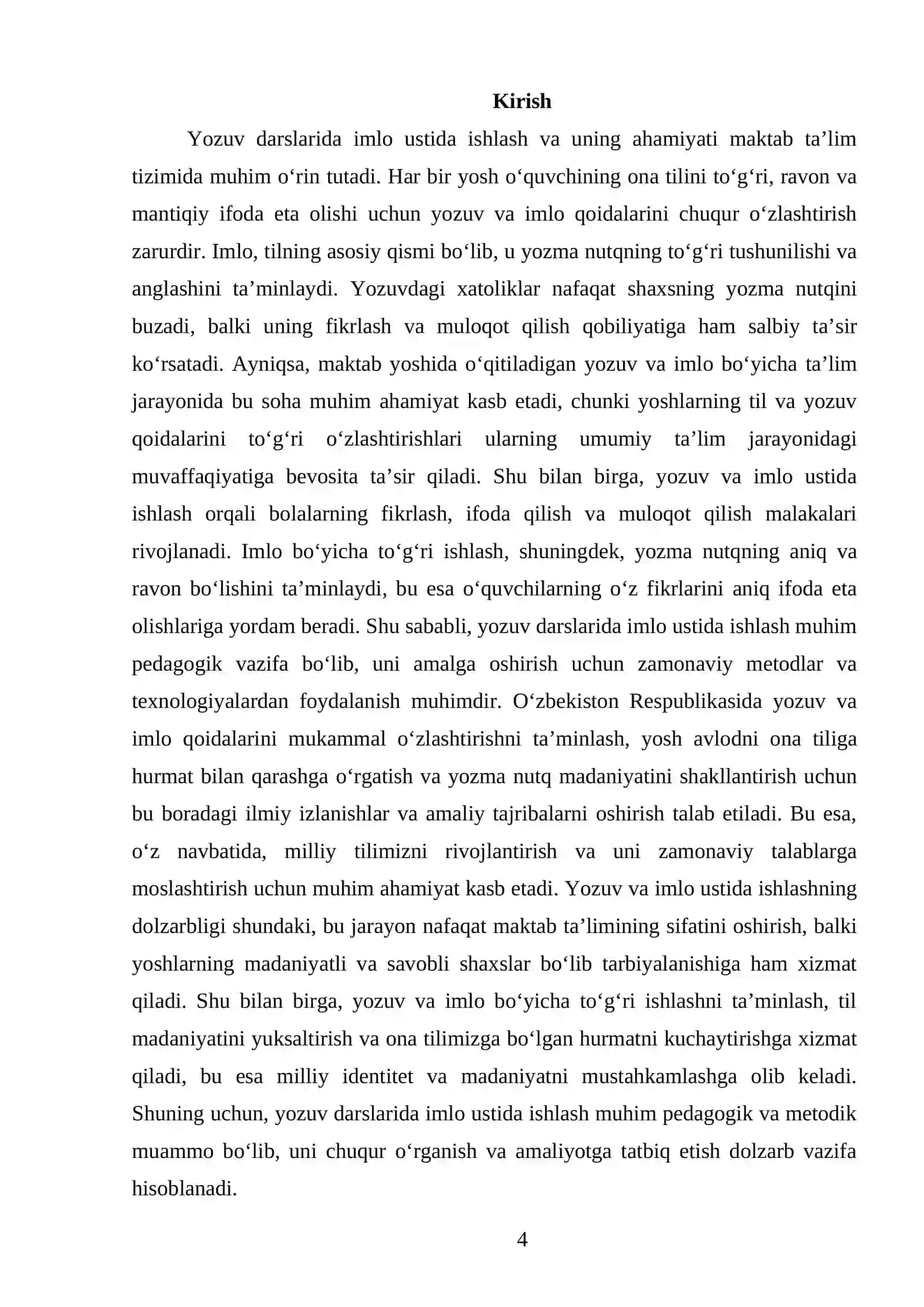 "Savod o‘rgatish davri yozuv darslarida imlo ustida ishlash" 4