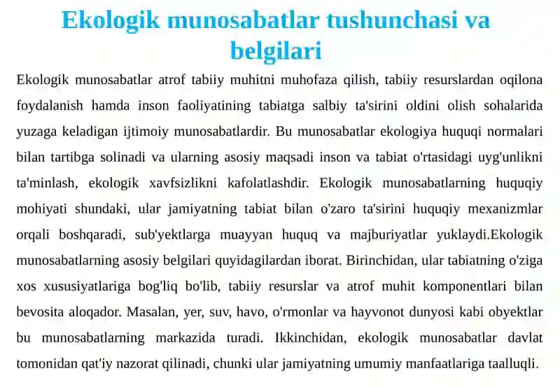 Ekologik munosabatlar va huquqiy tartibga solish 4