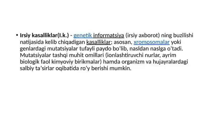 Geneologik usulning irsiy kasalliklarni aniqlashda qo’llanilishi 4