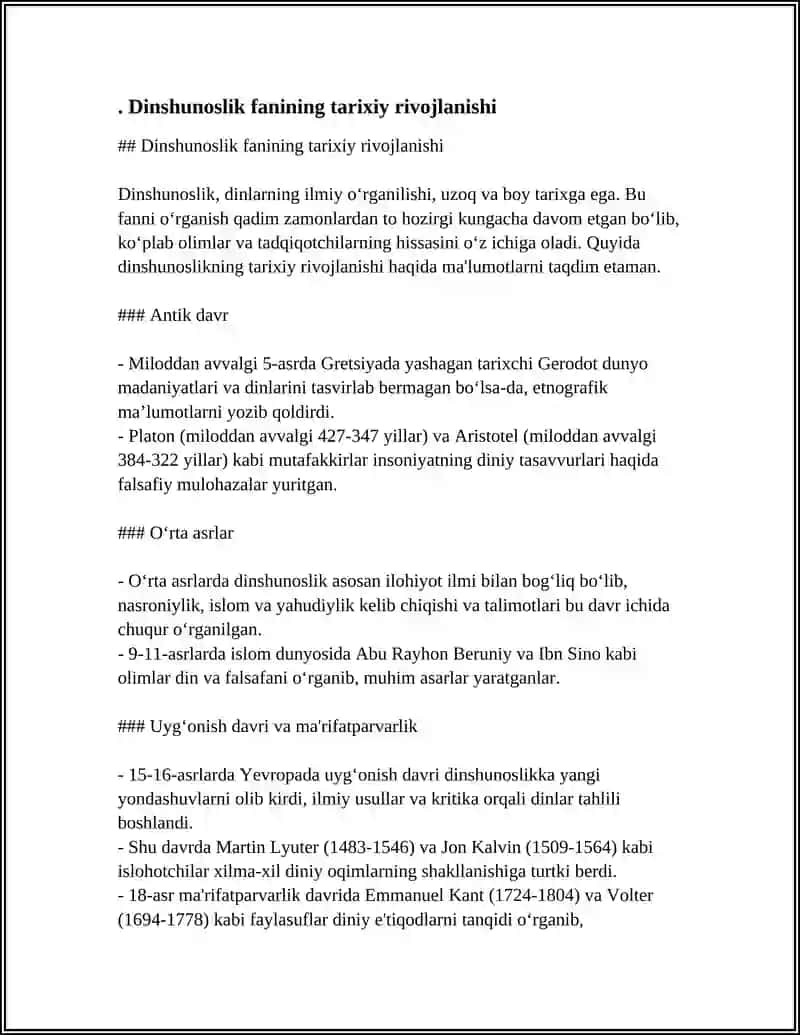 DINSHUNOSLIKNING FAN SIFATIDA SHAKLLANISHI, PREDMETI, FUNKSIYALARI, KATEGORIYALARI 4