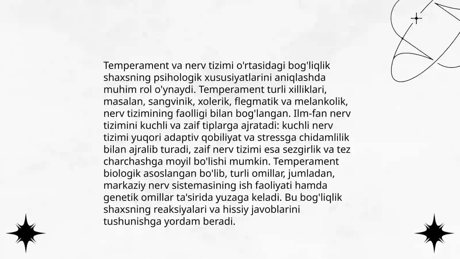 Temperament. Nerv sistemasing tiplarini kelib chiqishi 4