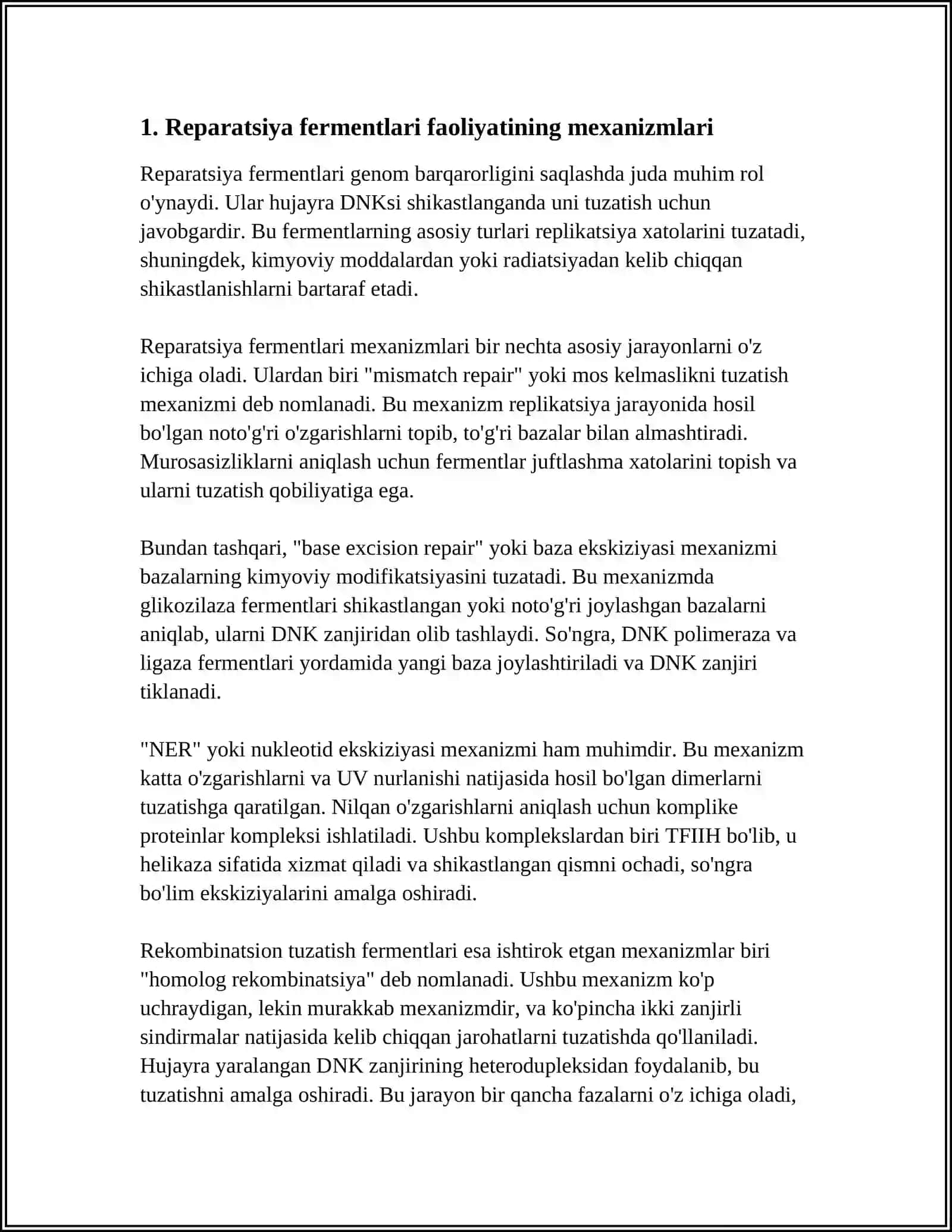 REPARATSIYA FERMENTLARI FAOLIYATINING XILMA-XILLIGI 4