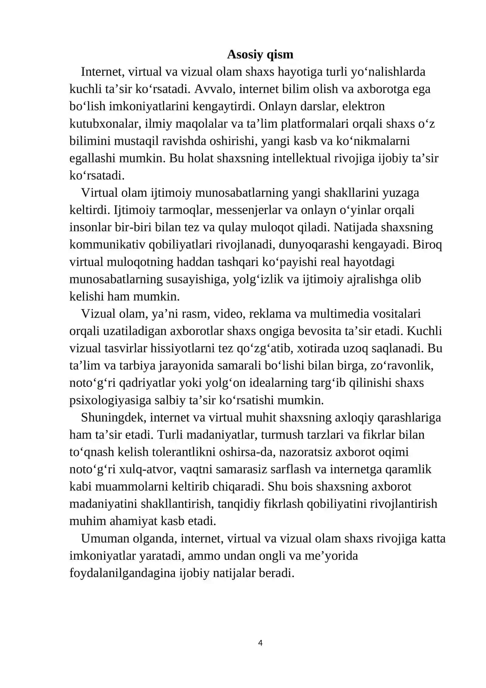 Intirnet, vertual va vizual olamning shaxsga tasiri 4
