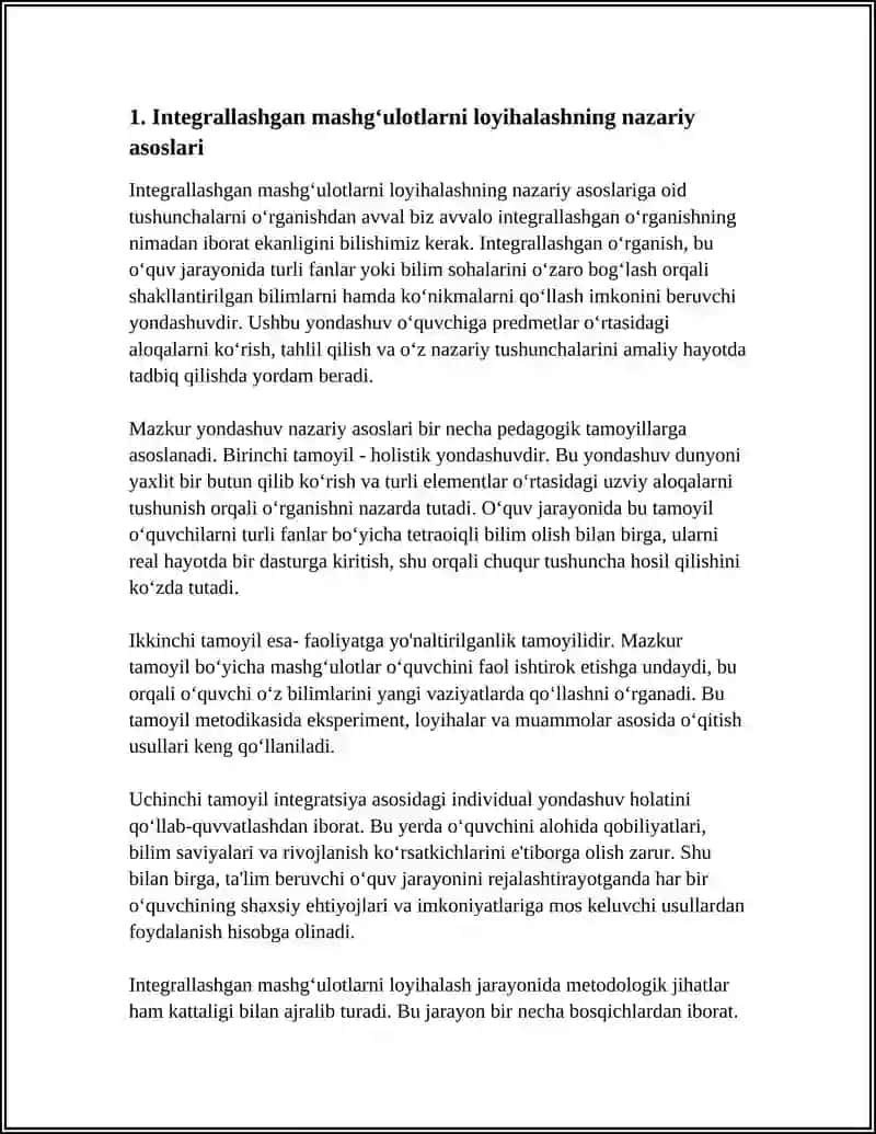 Integrallashgan Mashg'ulotlarni Loyihalashtirish 4