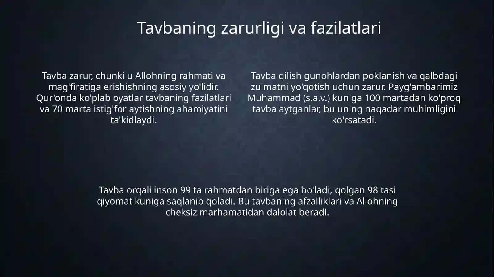 G'azzolivning Tavba asariasosida "Din va axloq" 4