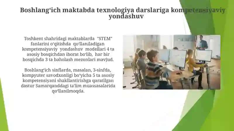 Boshlanģich sinf texnalogiya darslariga kampetension yondashuv 4