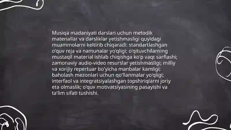 Musiqa madaniyati darslari otkazishga tayyorgarlik korish muammolari 4