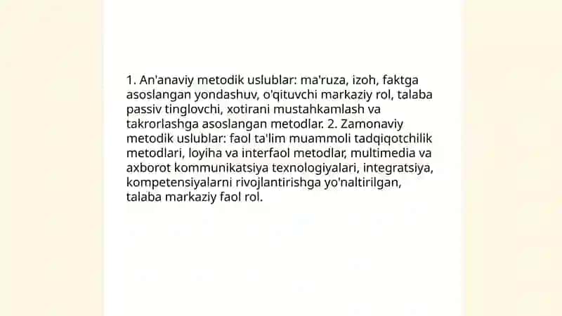 Tarix o'qitish metodikasining klassifikatsiyasi 4