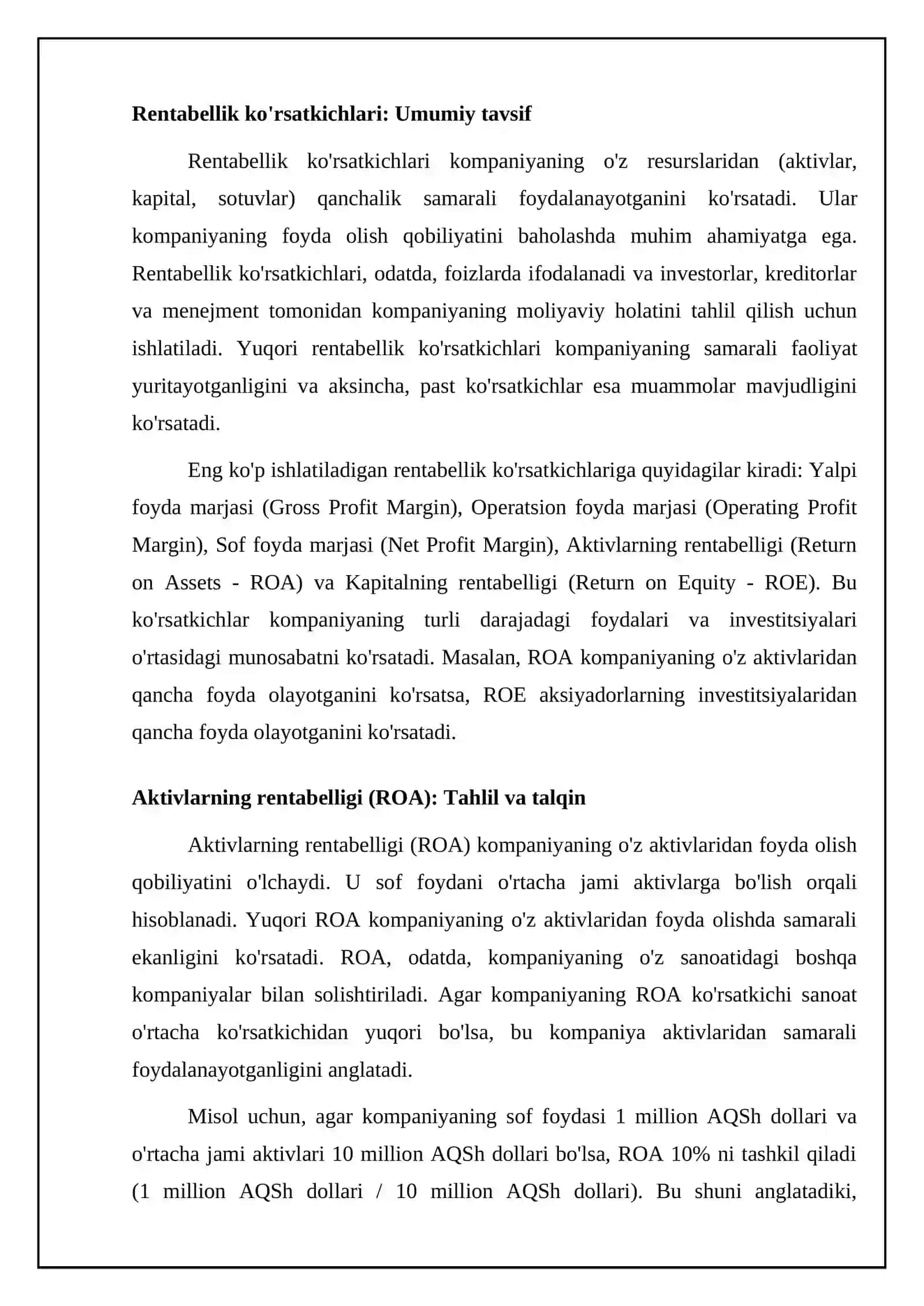 Kompaniyalar samaradorligini baholash usullari 4
