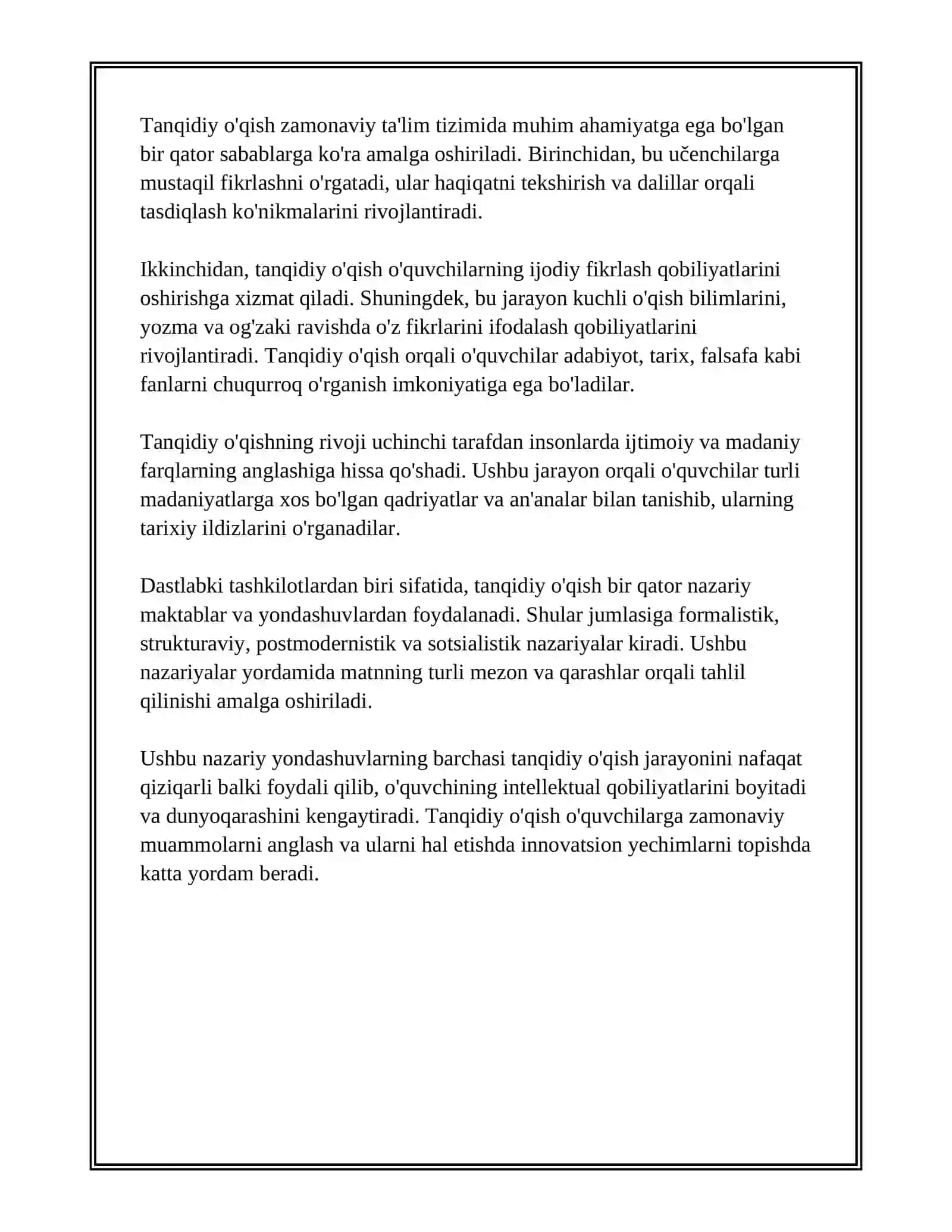 TANQIDIY O'QISH VA SAMARALI AMALGA OSHIRISH OMILLARI 4