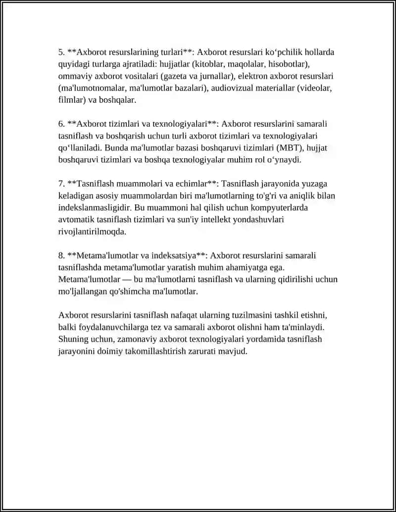 Axborot resurslarini tasniflashning nazariy asoslari 4