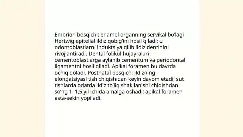 Tishlarni chiqishi ildizlarning shakllanishi va sut tishlar ildizlarining soʻrilish muddatlari 4