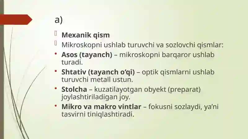 Mikroskopning tuzilishi va uning kattalashtirishi 4