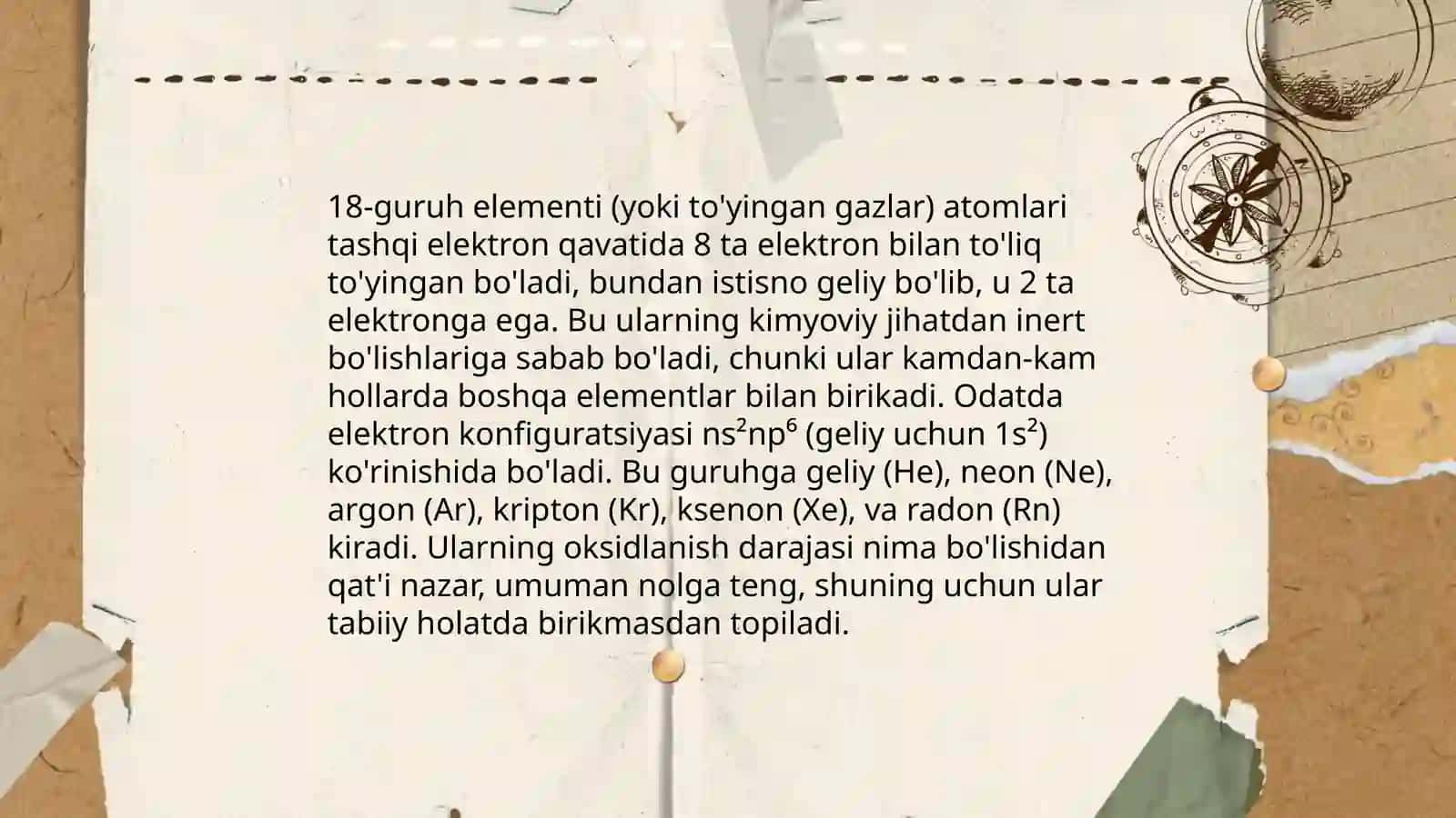 Elementlar davriy sistemasining 18 chi guruh elementlari xossalari 4