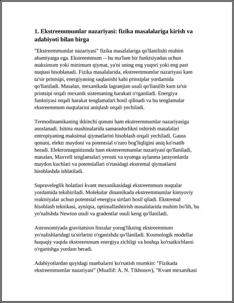 EKSTREMMUMLAR NAZARIYASINING FIZIKA MASALALARIGA TADBIQLARI ADABIYOTI BILAN BIRGA 4
