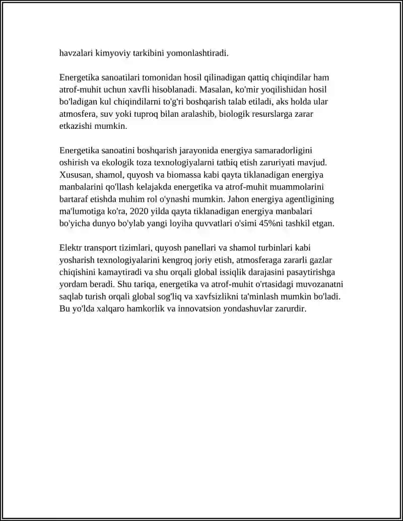 Energetika Sanoati va Atrof-Muhit: Umumiy Tavsif 4