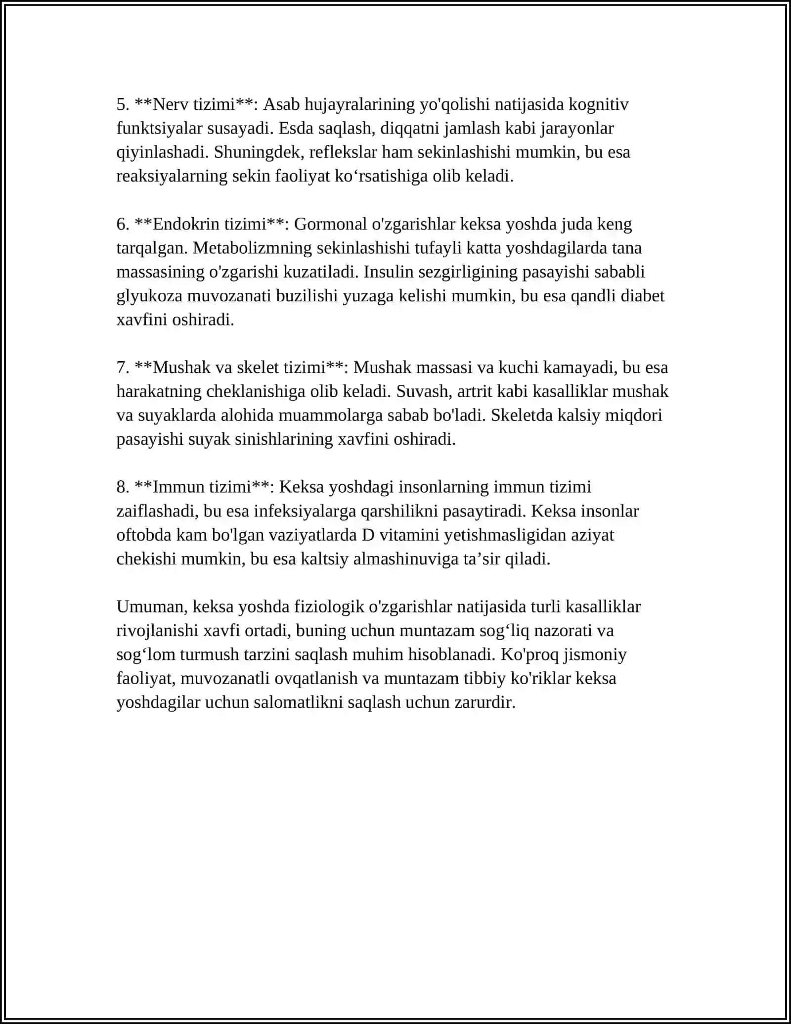 KEKSA BEMOR. KEKSA ORGANIZIMNING FIZIOLOGIK XUSUSIYATLARI 4